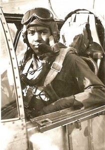Gray in the cockpit of his plane
