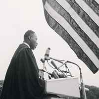 King delivers his famous "I Have a Dream" speech