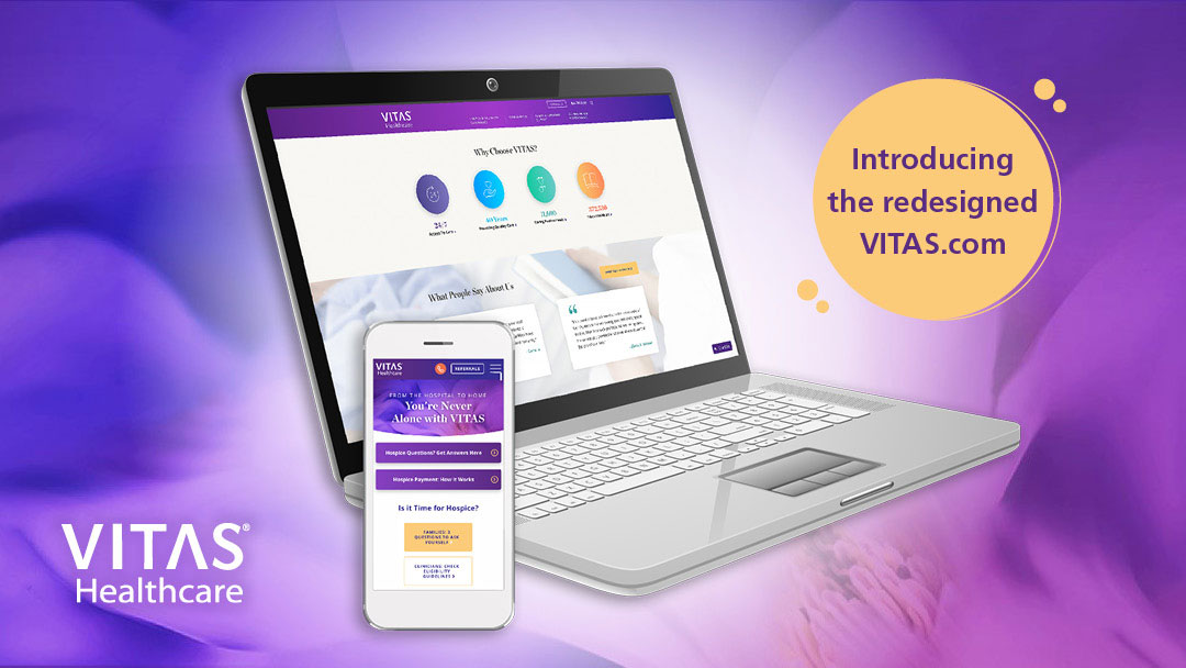 A graphic showing the new VITAS.com on a laptop and on a smartphone
