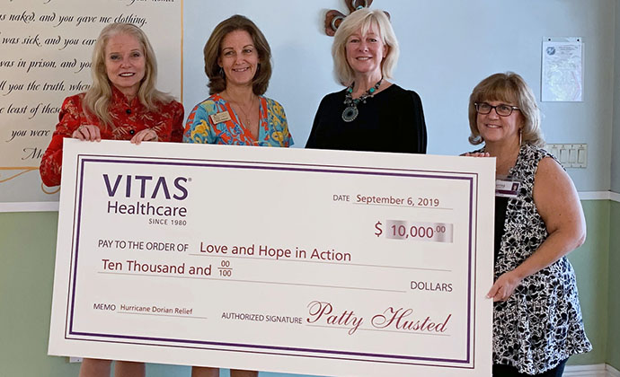 VITAS presents a $10,000 check to Love and Hope in Action