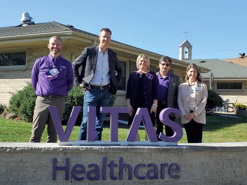 VITAS team members with Senator Dale Kooyenga in front of the inpatient unit