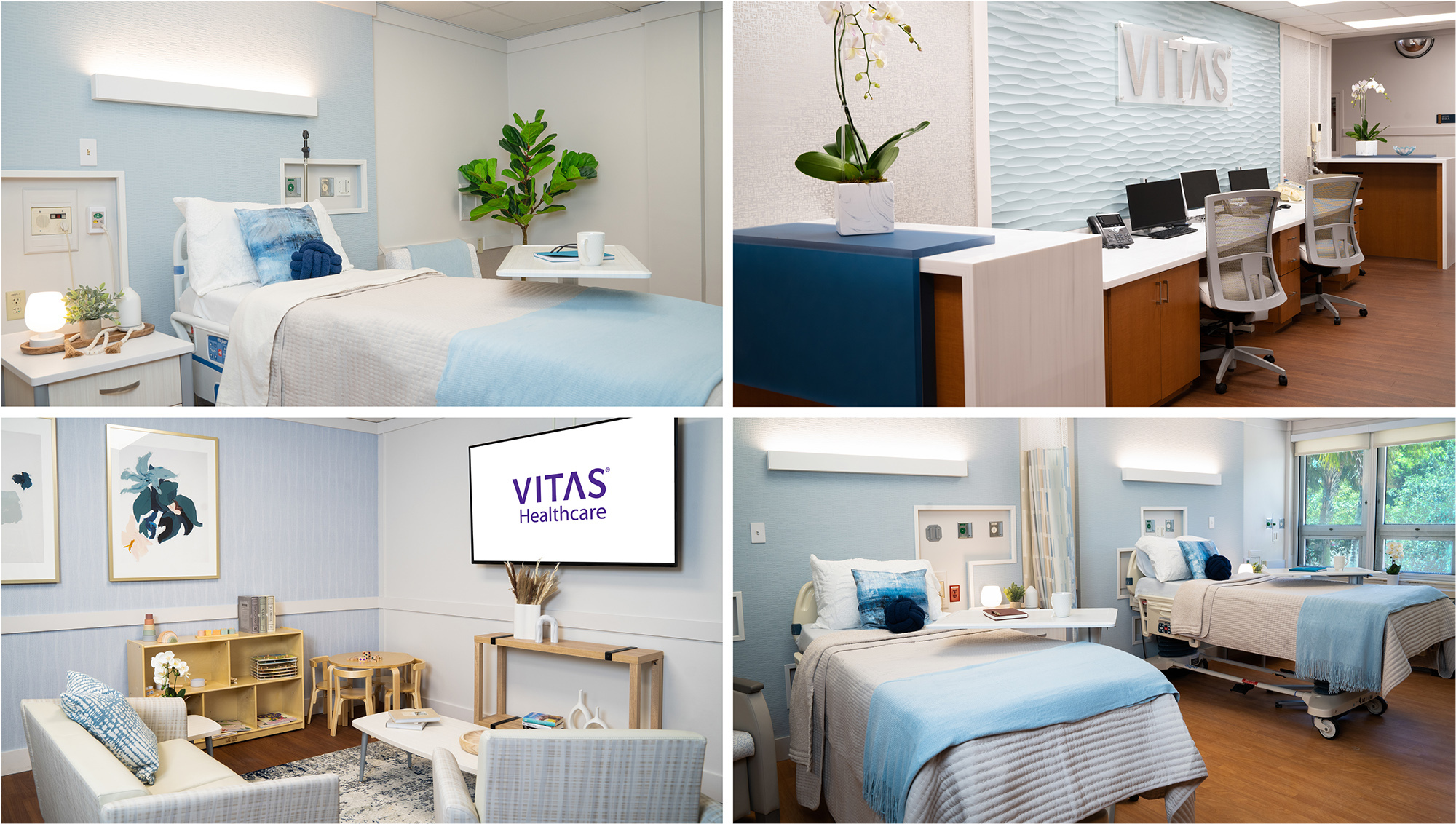 The VITAS Inpatient Hospice Unit at Broward Health Medical Center features comfortable rooms in a home-like environment with overnight accommodations for visiting loved ones.