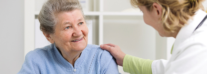 Patient smiling while being comforted