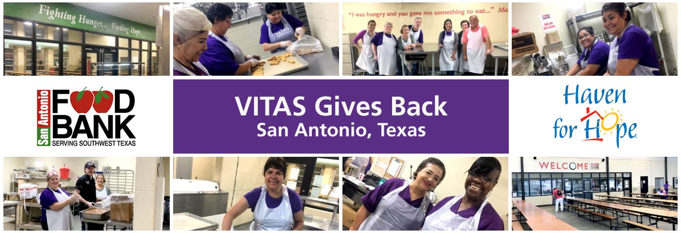 A collage of employees preparing meals