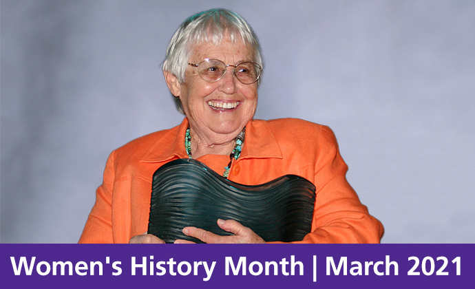Esther Colliflower, with text over her photo reading Women's History Month March 2021