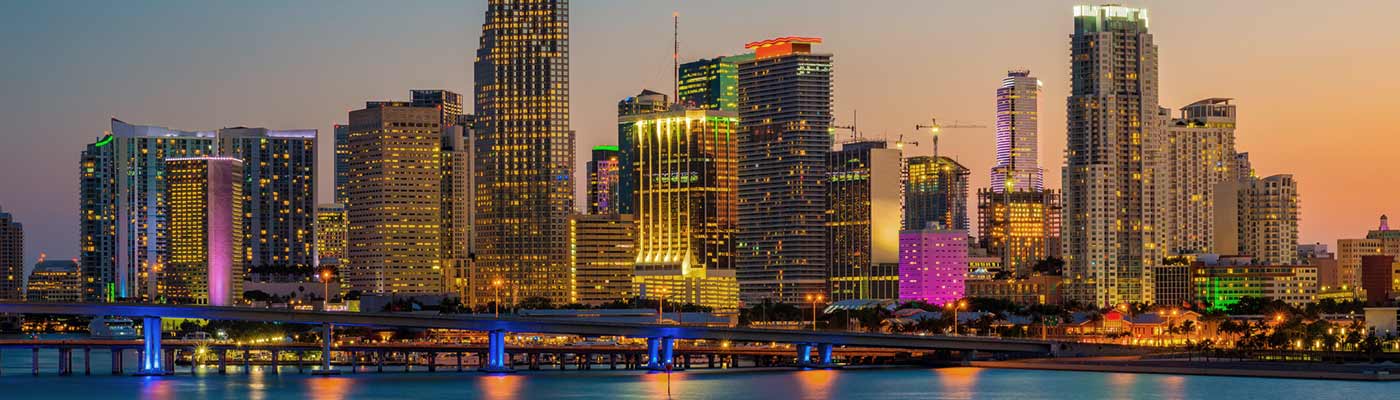 A skyline view of downtown Miami