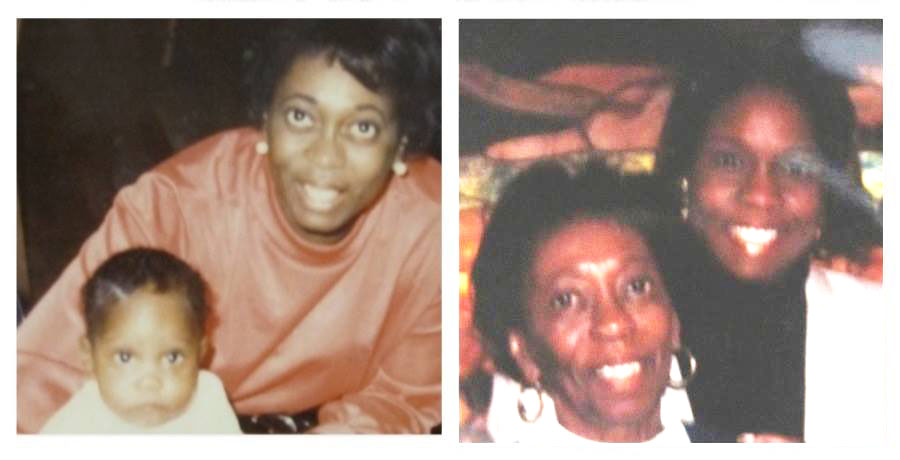 Pamela cuando era bebé con su madre, Susan (izquierda). Pamela en su edad adulta, con su madre (derecha).