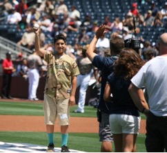 Adrian S. throws first pitch at Padres game