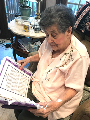 Punkin reading a book of memories