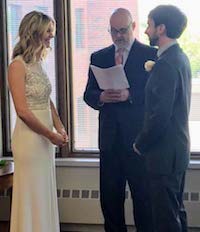 Bride and groom getting married at hospice location