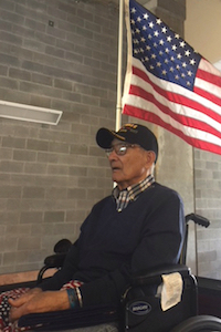 Hospice patient and WWII vet with American Flag