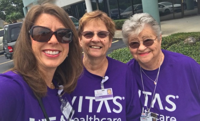 Leslie Miller with two fellow VITAS volunteers