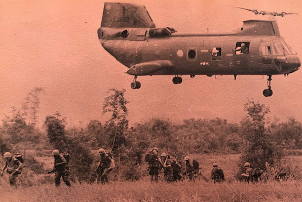 A military yearbook photo of a helicopter used by VITAS patient William Slack when he served in Vietnam