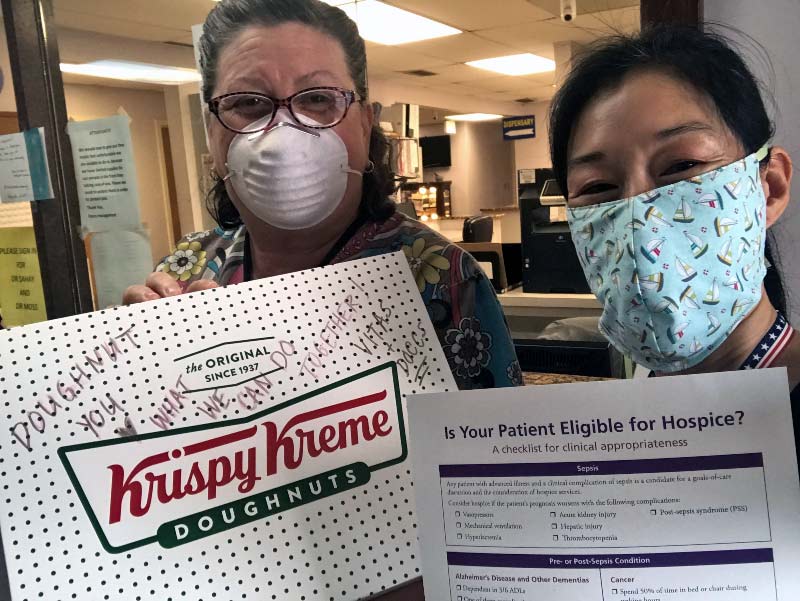 Sandra delivers Krispy Kreme donuts