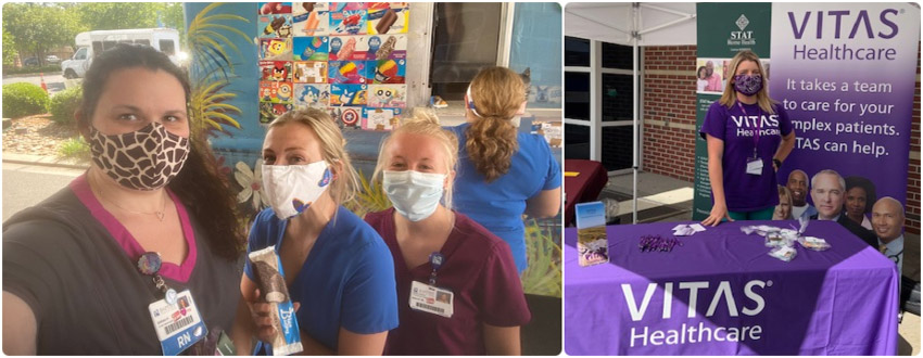 Frontline healthcare workers help themselves to some ice cream treats