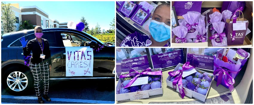 Shenetria shows her delivery car and goody bags