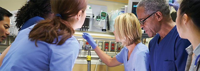 A group of physicians and nurses in the emergency department