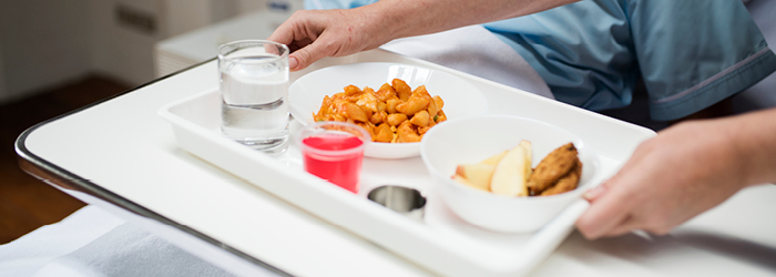 Food and drinks on a tray