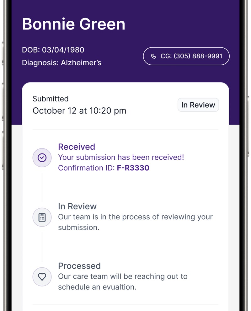 App screenshot showing confirmation referral was received