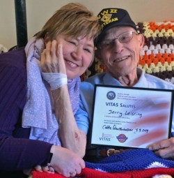 Carole Quackenbush with WWII veteran and VITAS patient Jerry Leisring