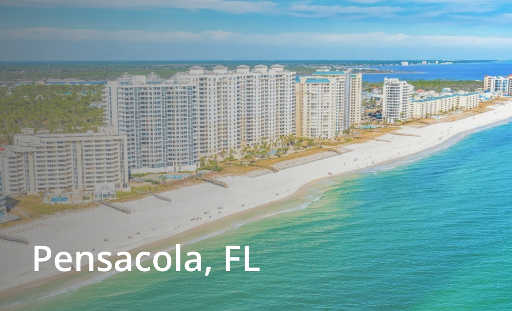 Pensacola beach, clicking will navigate to the Pensacola location page